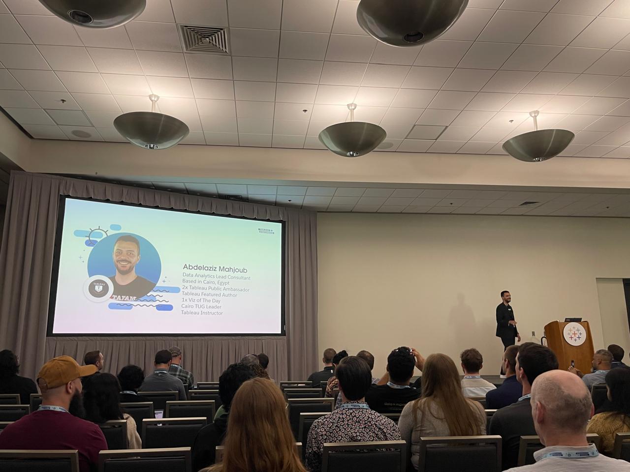 Abdelaziz speaking at Tableau Conference 2024